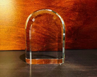 Crystal Arch Award, Blank or Personalized Engraving, Ideal Gift, Trophy or Award, Fundraising Gift, Free Layout.
