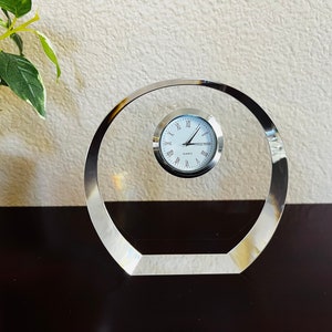 Crystal Clock Gift, Award, Blank or Personalized Engraving. Ideal Gift, Trophy, Award, Home Decor, Fundraising Gift. Free Layout.