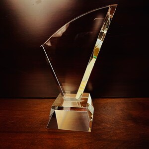 Crystal Flame Award. Free Personalized Engraving, 3 Sizes Available, Ideal Gift, Trophy or Award, Fundraising Gifts, Free Layout.
