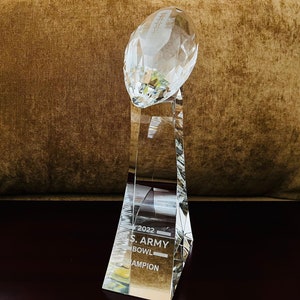 Crystal Football Champion Award, Free Engraving on Base, Ideal Award for Football Player, Coach, Fans and Winners, Free Layout.