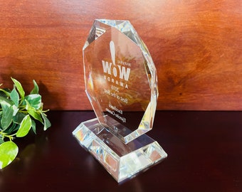 Crystal Diamond Award, Free Personalized Engraving, 3 Sizes Available. Ideal Gift, Trophy, Award. Fundraising Gift, Free Layout.