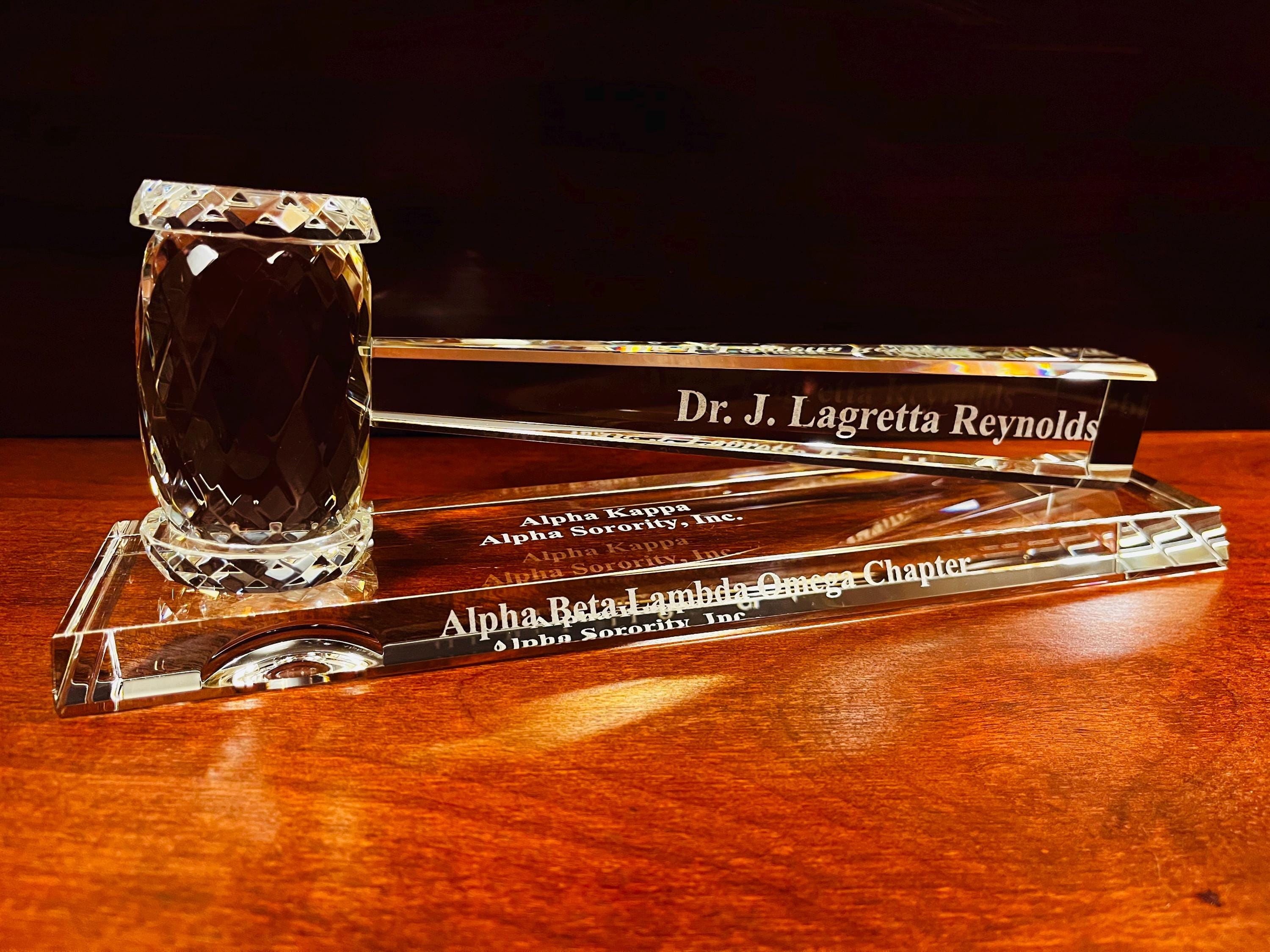 Personalized Crystal Gavel Award, Engraved Judge Trophy, Lawyer ...