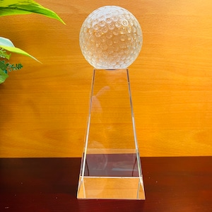 Crystal Golf Ball Gift, Award, Trophy. Free Engraving, 3 Sizes Available. Ideal Gift for Golf Players, Coach, Trophy for Golf Student