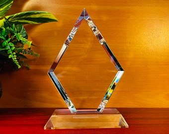 Crystal Rhombus Award, Free Engraving, 3 Sizes Available. Ideal  Personal or Fundraising Gift, Corporate Trophy or Award, Free Layout.