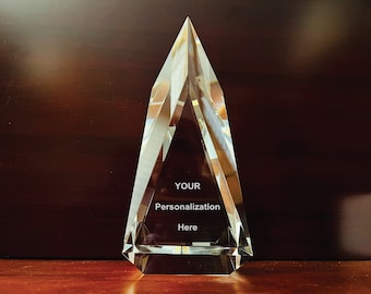 Crystal Peak Gift, Award. Free Engraving, 3 Sizes Available, Ideal Personal Gift, Corporate Trophy or Award for Achievement, Retirement.