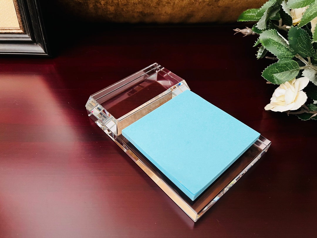 Crystal Post-it Notes Desk Top Holder, Office Supplies, Free Engraving ...