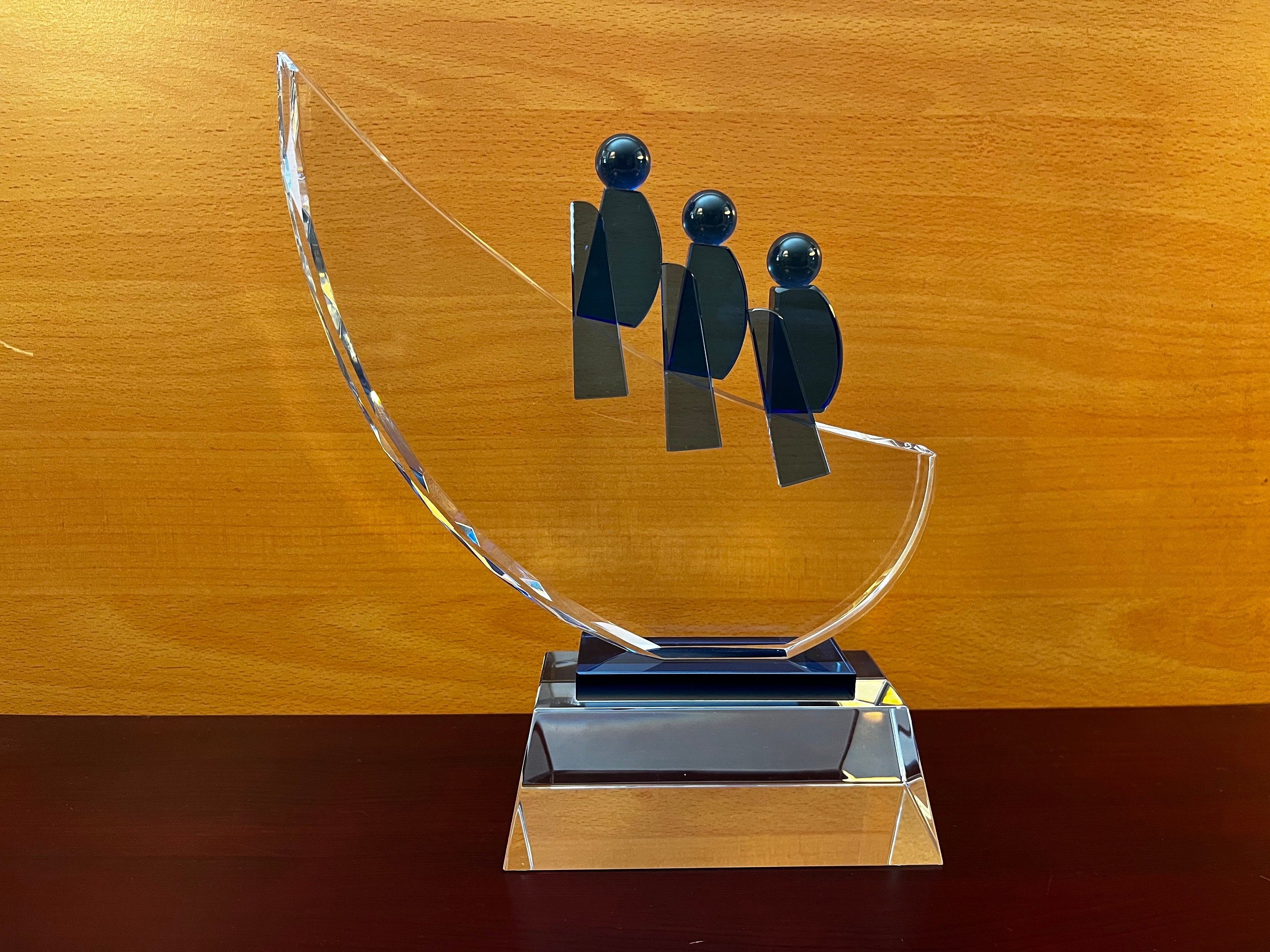 Crystal Teamwork Award With Blue Accents, Ideal Gift, Trophy for Team ...