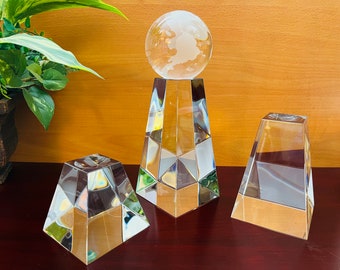 Crystal Globe Tower Gift, Award, Trophy. Free Engraving, 3 Sizes Available. Ideal Gift for Promotion, Award for Global Business Recognition.