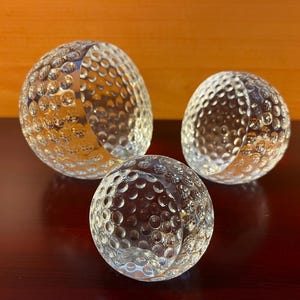 Crystal Standing Golf Ball, 3 Sizes Available, Ideal for Golf Tournament, Golf Coach, Fundraising, Golf Student, Club Member, Paperweight