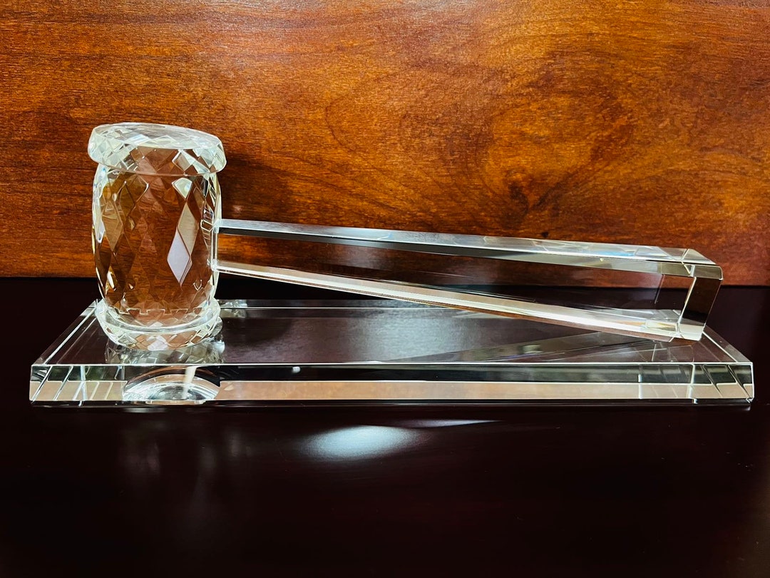 Crystal Gavel Award With Base, Blank or Engraved, Perfect Gift or Award