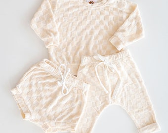 Baby Matching 3 Piece Set Cream Checkered