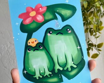 Frogs on a Lilly Pad Print (5x7)