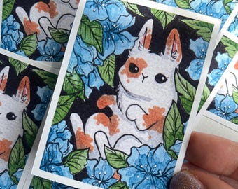 Garden Bunny ACEO Print - 2.5 x 3.5 in ACEO Artist Trading Card by StarBunnyPaints