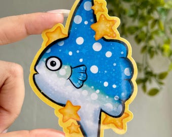 Sun Fish Sticker, Vinyl Die Cut Stickers Water Resistant Kawaii Stickers