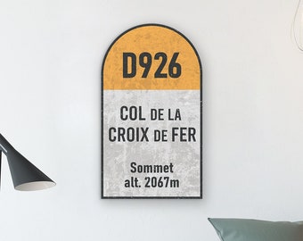 Col de la Croix de Fer  - Panneau cycliste de col - Sommet de Vélo - Cadeau pour cycliste