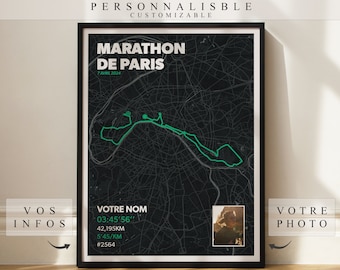 personalized Paris Marathon poster - Race gift - Wall decoration - Marathon print - Marathon gift - Personalized