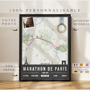 Personalized Paris Marathon 2024 Poster Wall Decoration Marathon Print Marathon Gift Personalized Print IGPN