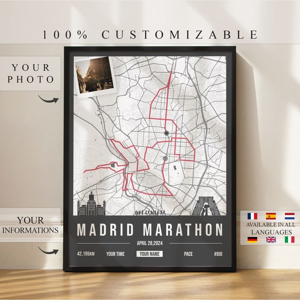 Madrid Marathon 2024 Poster - Customizable - Wall Decor - Marathon Print - Marathon Gift - Custom Print - Marathon de Madrid - Maratón