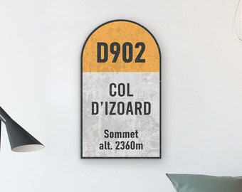 Col d'Izoard  - Panneau cycliste de col - Sommet de Vélo - Cadeau pour cycliste