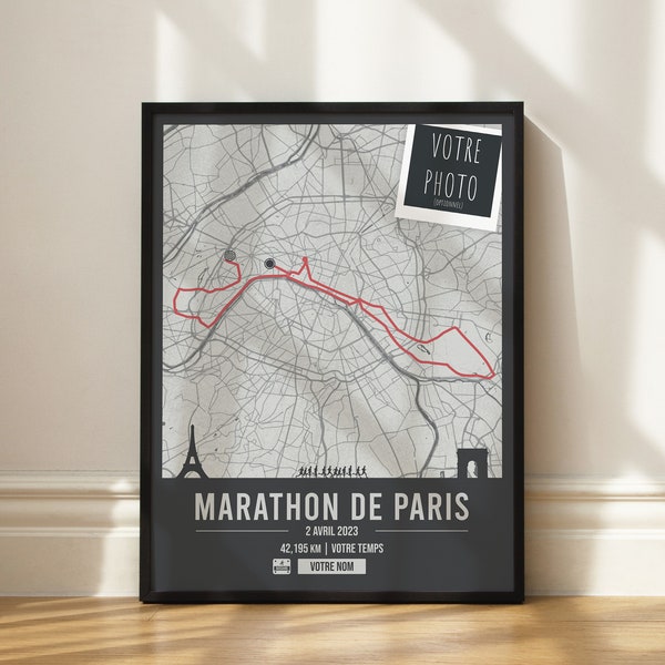 Affiche personnalisée du Marathon de Paris 2023 - Décoration Murale - Footing