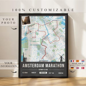 Amsterdam Marathon 2025 Poster - Customizable - Wall Decor - Marathon Print - Marathon Gift - Custom Print