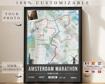 Amsterdam Marathon 2025 Poster - Customizable - Wall Decor - Marathon Print - Marathon Gift - Custom Print