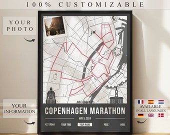 Copenhagen Marathon 2024 Poster - Customizable - Wall Decor - Marathon Print - Marathon Gift - Custom Print