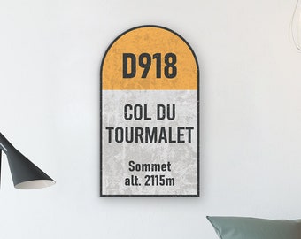 Col du Tourmalet - Panneau cycliste de col - Sommet de Vélo - Cadeau pour cycliste