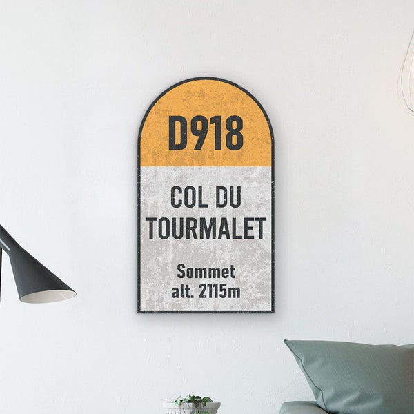 Col du Tourmalet - Panneau cycliste de col - Sommet de Vélo - Cadeau pour cycliste