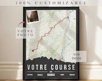 Personalized Marathon Trail Poster - Race & Trail Course Map - Finisher Poster with Time and Name - Triathlon Runner Gift