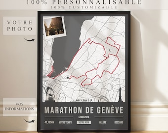 Personalized Geneva Marathon 2024 Poster - Wall Decor - Marathon Print - Marathon Gift - Personalized Print