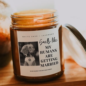 Personalized Dog Parents Getting Married Soy Wax Candle, Custom Pet Photo Engagement Gift, She Said Yes Present, Dog Mom And Dad Bridal Gift
