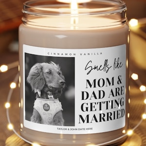 Personalized Dog Parents Getting Married Soy Wax Candle, Custom Pet Photo Engagement Gift, She Said Yes Present, Dog Mom And Dad Bridal Gift