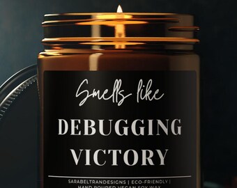 Programmer Soy Wax Candle, Debugging Victory Coder Developer Geeky Office Humor Decor