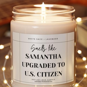 Personalized US Citizenship Candle – Custom Naturalization Gift, New American Citizen, Congratulations Present, USA Celebration Keepsake