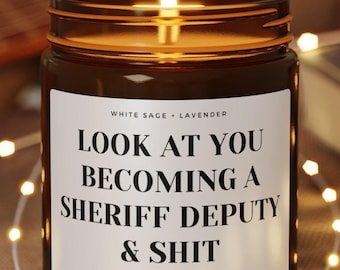 New Sheriff Deputy Candle - Police Academy Graduate Gift, Cop Promotion Gag Gift, Law Enforcement Graduation Present, Sheriff's Department