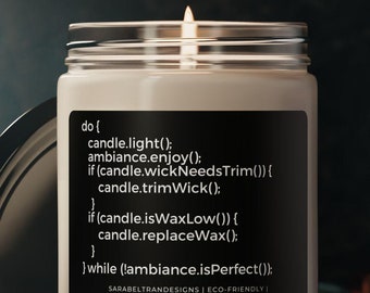 Java Language Soy Wax Candle, Software Developer Coder Engineer Medical Coding Humor Decor