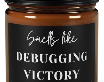 Programmer Soy Wax Candle, Debugging Victory Coder Developer Geeky Office Christmas Humor Decor
