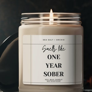 One Year Sober Candle – Sobriety Anniversary Gift, AA Recovery Milestone, Addiction Support Token, Encouraging Gift for Friends & Family