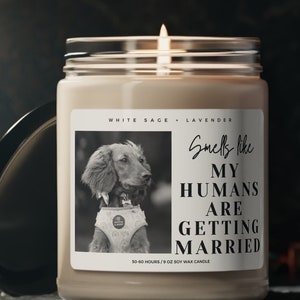 Personalized Dog Parents Getting Married Soy Wax Candle, Custom Pet Photo Engagement Gift, She Said Yes Present, Dog Mom And Dad Bridal Gift