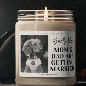 Personalized Dog Parents Getting Married Soy Wax Candle, Custom Pet Photo Engagement Gift, She Said Yes Present, Dog Mom And Dad Bridal Gift
