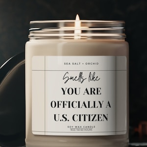 Congratulations US Citizen Candle – New American Citizenship Gift, Naturalization Ceremony Keepsake, Patriotic USA Home Decor