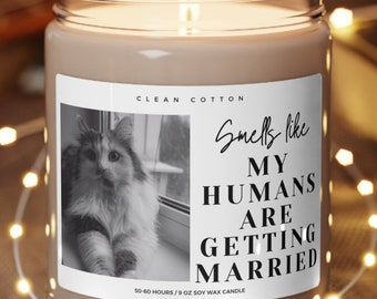 Personalized Cat Parents Getting Married Soy Wax Candle, Custom Pet Photo Engagement Gift, She Said Yes Present, Cat Mom And Dad Bridal Gift
