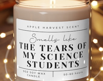 Funny Science Teacher Soy Wax Candle, Unique Biology Professor Appreciation Gift Ideas, High School Chemistry Classroom Decor, End Of Year
