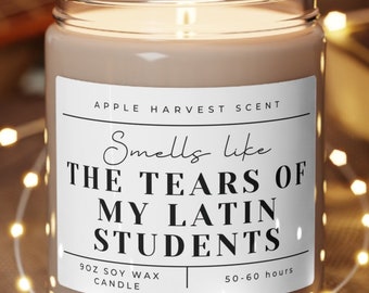 Funny Latin Teacher Soy Wax Candle - Unique Latin Class Gift, High School Teacher Appreciation, Ancient Rome Classroom Decor