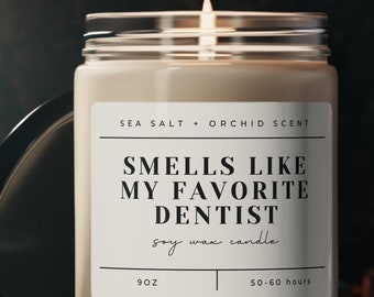 Dentist Appreciation Thank You Gift Soy Wax Candle Pediatric Dental Hygienist Office Decor Ortho RDA Student Graduation Orthodontist Present