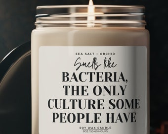 Funny Bacteria Soy Wax Candle, Microbiologist Gift, Biology Student Present, Public Health Scientist, Lab Tech, Epidemiologist Office Decor