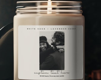 Personalized Photo Candle Soy Wax Anniversary Candle Long Distance Relationship Gift For Boyfriend Custom Picture Meaningful Present 2024