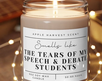 Funny Debate Teacher Champion Soy Wax Candle High School Debate Club Dad Coach Appreciation Gift Idea Student Debater Team Tournament Season