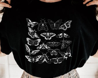 Moth Shirt Cottagecore Shirt Bug Shirt Aesthetic Tshirt Insect Shirt Moth Tees Cottage Core Shirt Goblincore Clothing Dark Academia Shirts
